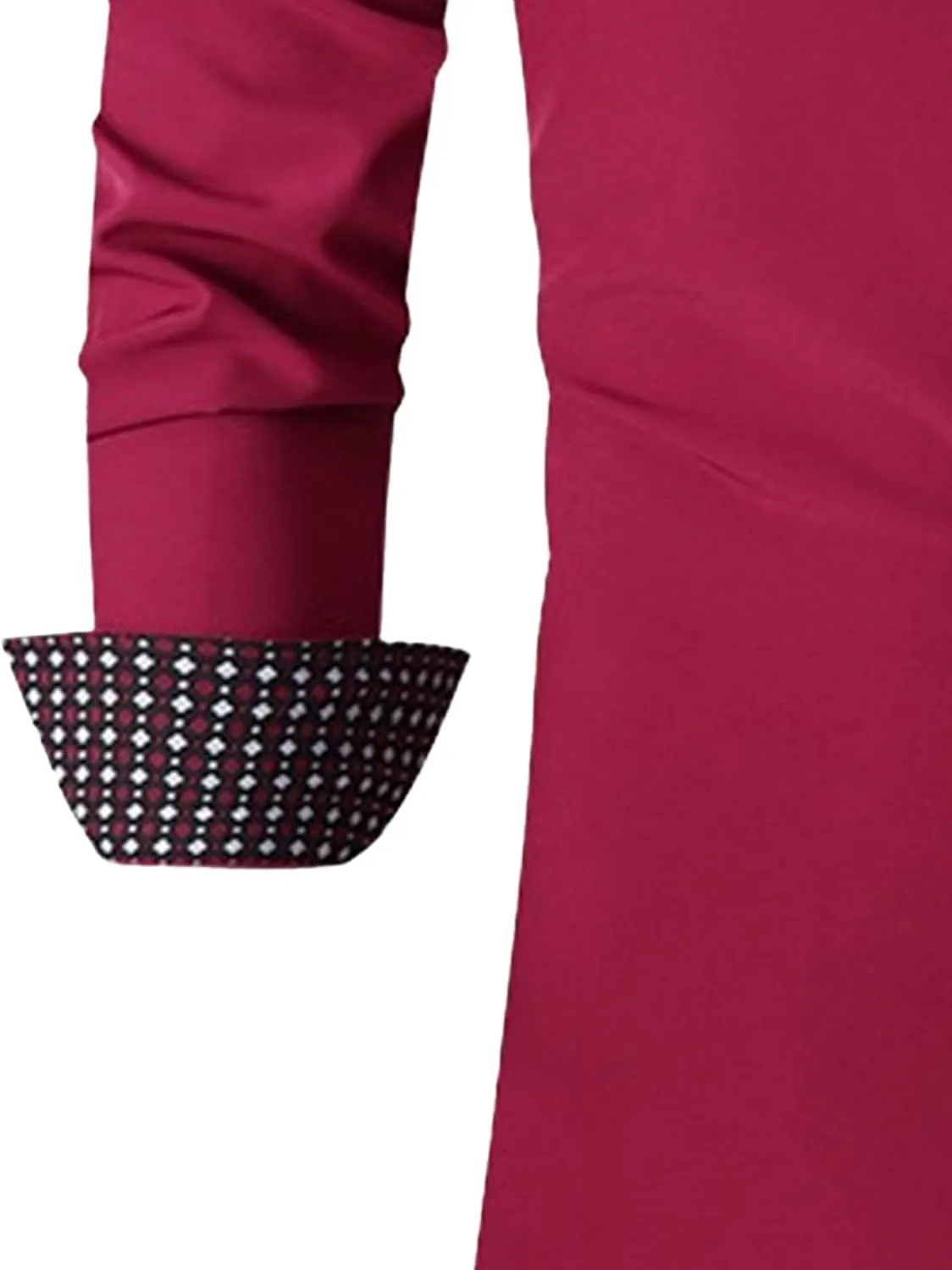 Men's Contrast Slim Long Sleeve Shirt Fit Casual Button Down Dress Shirt Collar Fashion Wrinkle-Resistant Shirt
