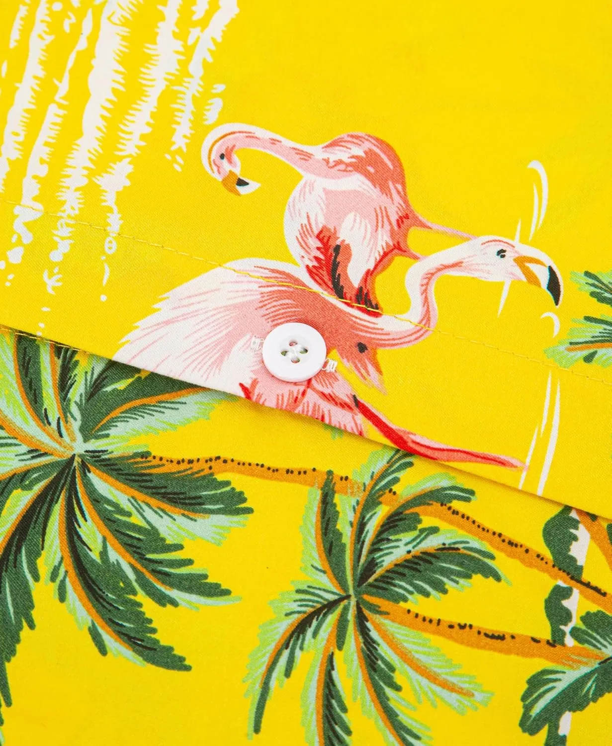 Men's Flamingo Hawaiian Shirt  Tropical Button Down Short Sleeve Shirt, Beach Vacation Aloha Shirt for Summer Party