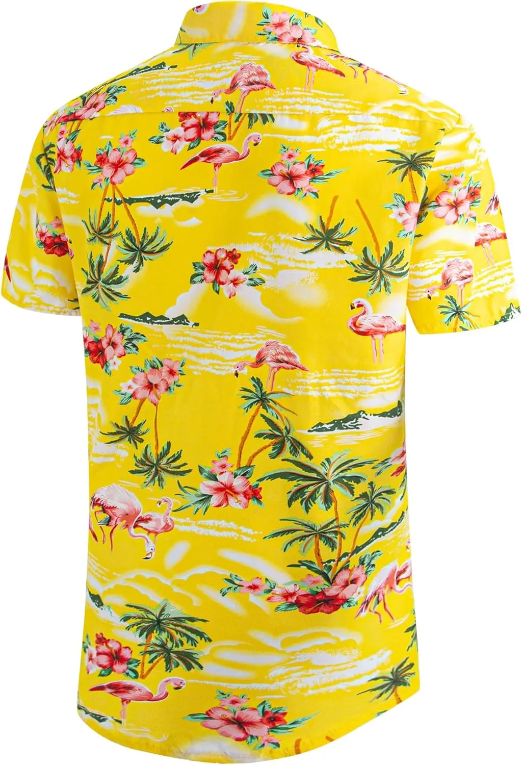 Men's Flamingo Hawaiian Shirt  Tropical Button Down Short Sleeve Shirt, Beach Vacation Aloha Shirt for Summer Party