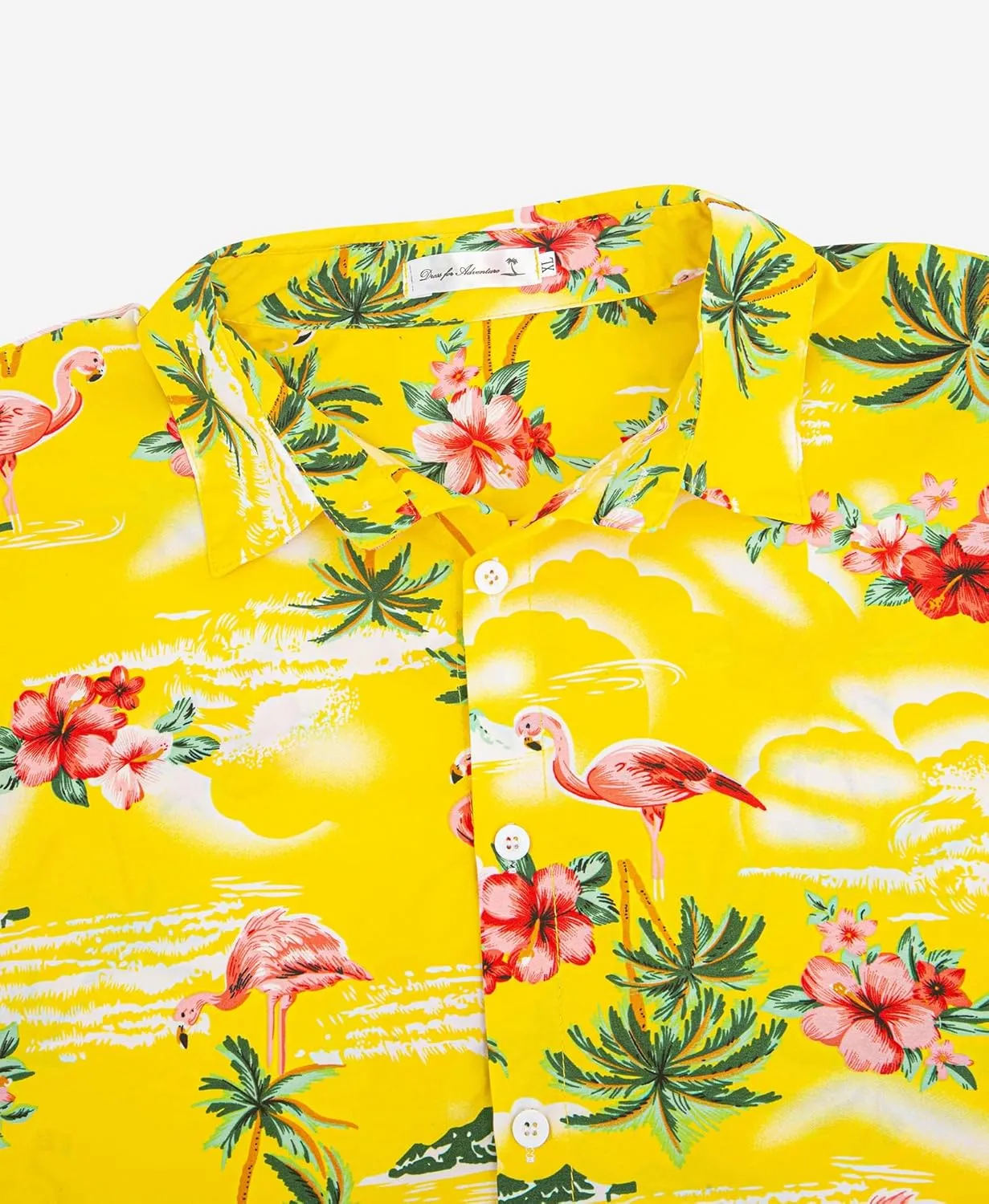 Men's Flamingo Hawaiian Shirt  Tropical Button Down Short Sleeve Shirt, Beach Vacation Aloha Shirt for Summer Party