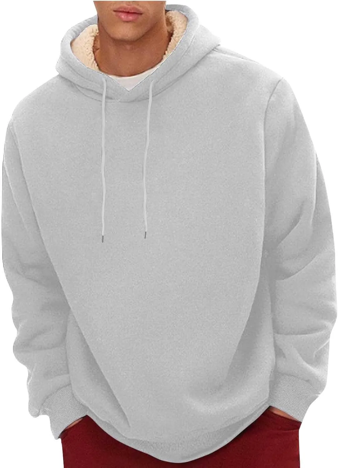 Men's Fleece Lined Hoodies Pullover Winter Warm Fuzzy Sherpa Heavyweight Hoodie Thick Thermal Hooded Sweatshirts
