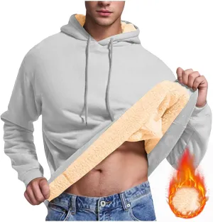 Men's Fleece Lined Hoodies Pullover Winter Warm Fuzzy Sherpa Heavyweight Hoodie Thick Thermal Hooded Sweatshirts