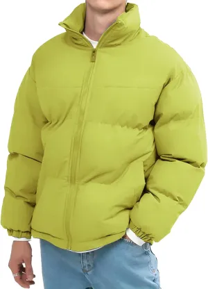 Men's Lightweight Puffer Jackets Fashion Casual Sports Collar Padded Coat Warm Solid Color Cotton-Padded Jacket