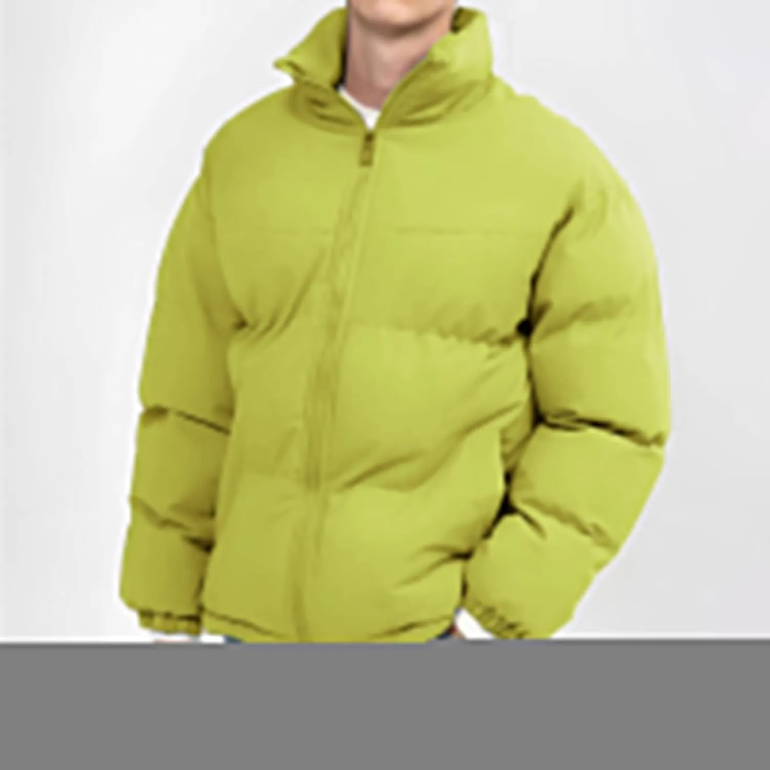 Men's Lightweight Puffer Jackets Fashion Casual Sports Collar Padded Coat Warm Solid Color Cotton-Padded Jacket