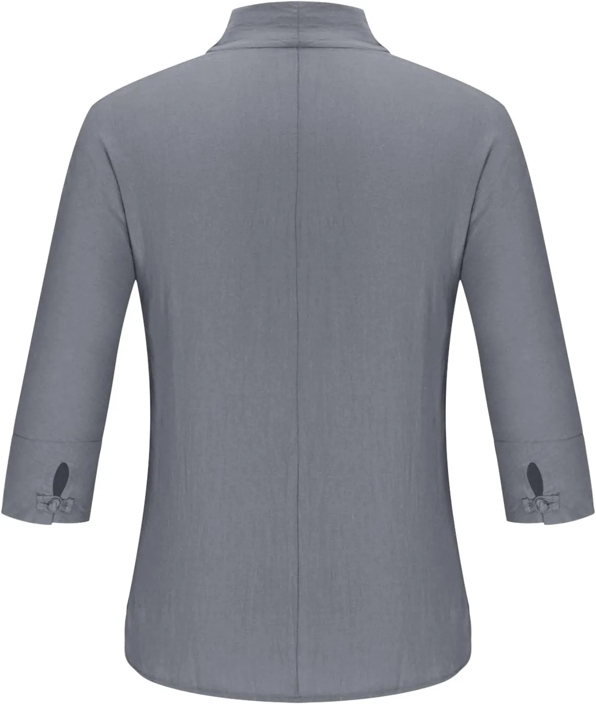 Men's Monk Buddhist Outfit T-Shirt V-Neck Plain Cotton Linen 3/4 Sleeve Shirts Big and Tall Beach Yoga Hipster Tops