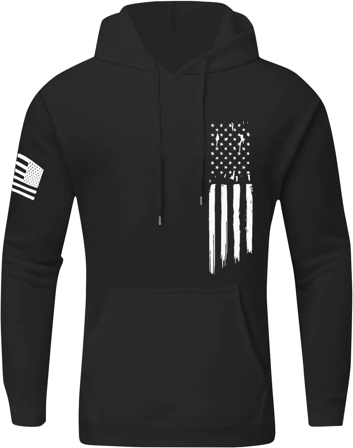 Mens Oversized Hoodie Flag Graphic Casual Plus Size Sweatshirt Fall Winter Long Sleeve Drawstring Hoodies with Pocket