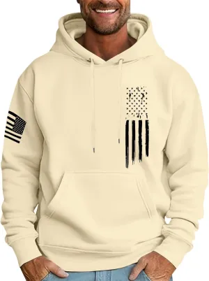 Mens Oversized Hoodie Flag Graphic Casual Plus Size Sweatshirt Fall Winter Long Sleeve Drawstring Hoodies with Pocket