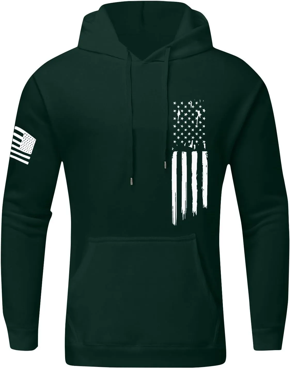 Mens Oversized Hoodie Flag Graphic Casual Plus Size Sweatshirt Fall Winter Long Sleeve Drawstring Hoodies with Pocket