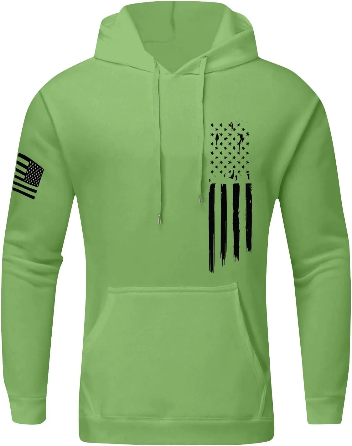 Mens Oversized Hoodie Flag Graphic Casual Plus Size Sweatshirt Fall Winter Long Sleeve Drawstring Hoodies with Pocket