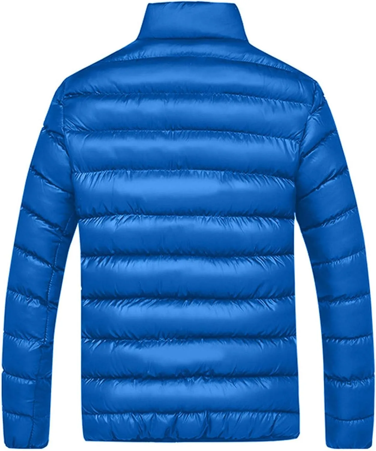 Mens Puffer Jacket No Hood Winter Casual Thermal Quilted Outerwear Coat Lightweight Solid Color Down Jacket
