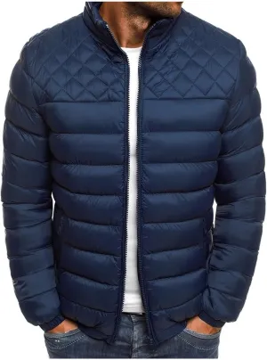 Men's Puffer Quilted Jacket Plus Size Standup Collar Casual Thicken Coat Winter Warm Cotton-Padded Coats Outdoor