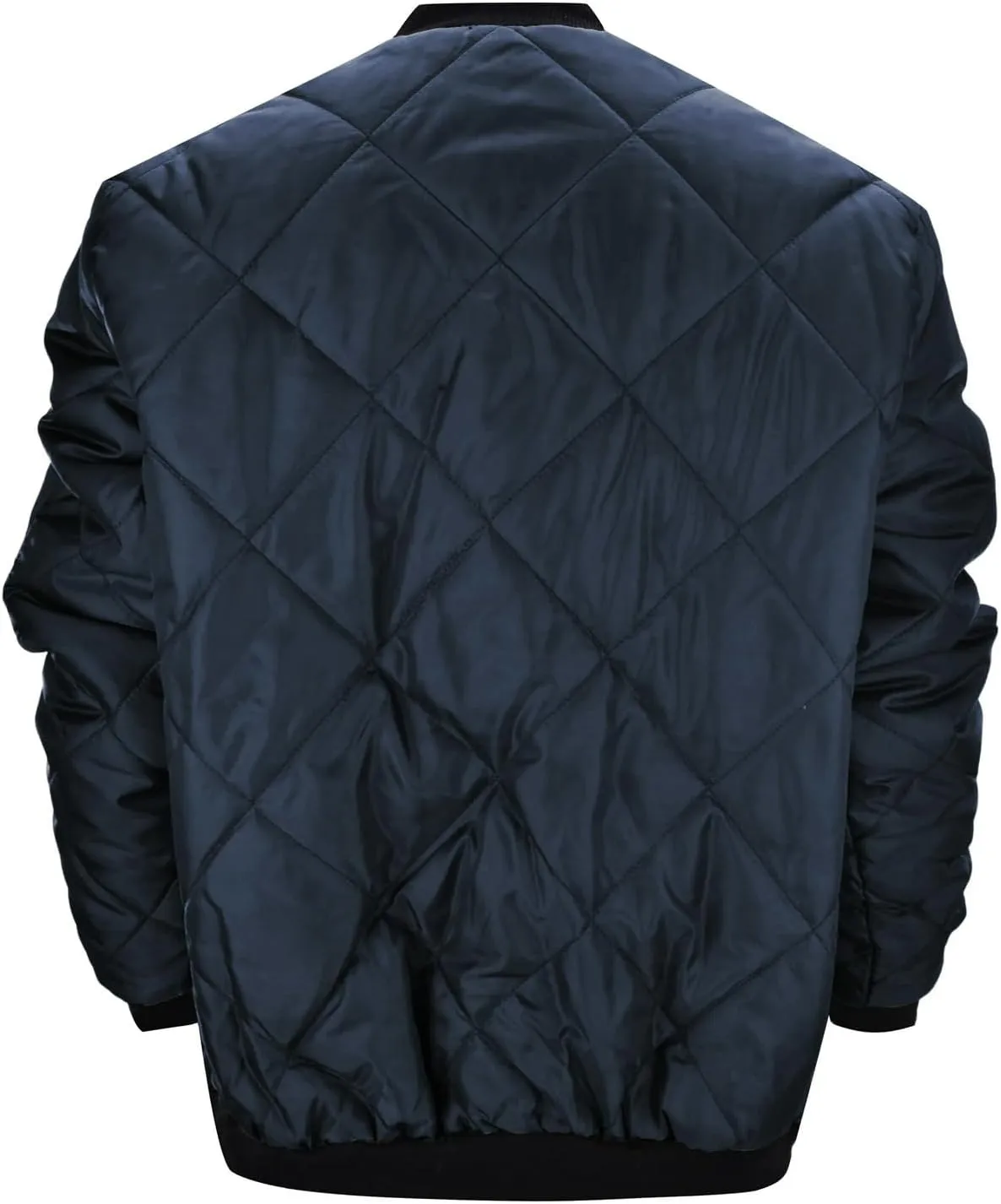 Men's Rhombic Cotton-Padded Jacket Solid Color Loose Jacket Arm Zipper Coat Warm Autumn Winter