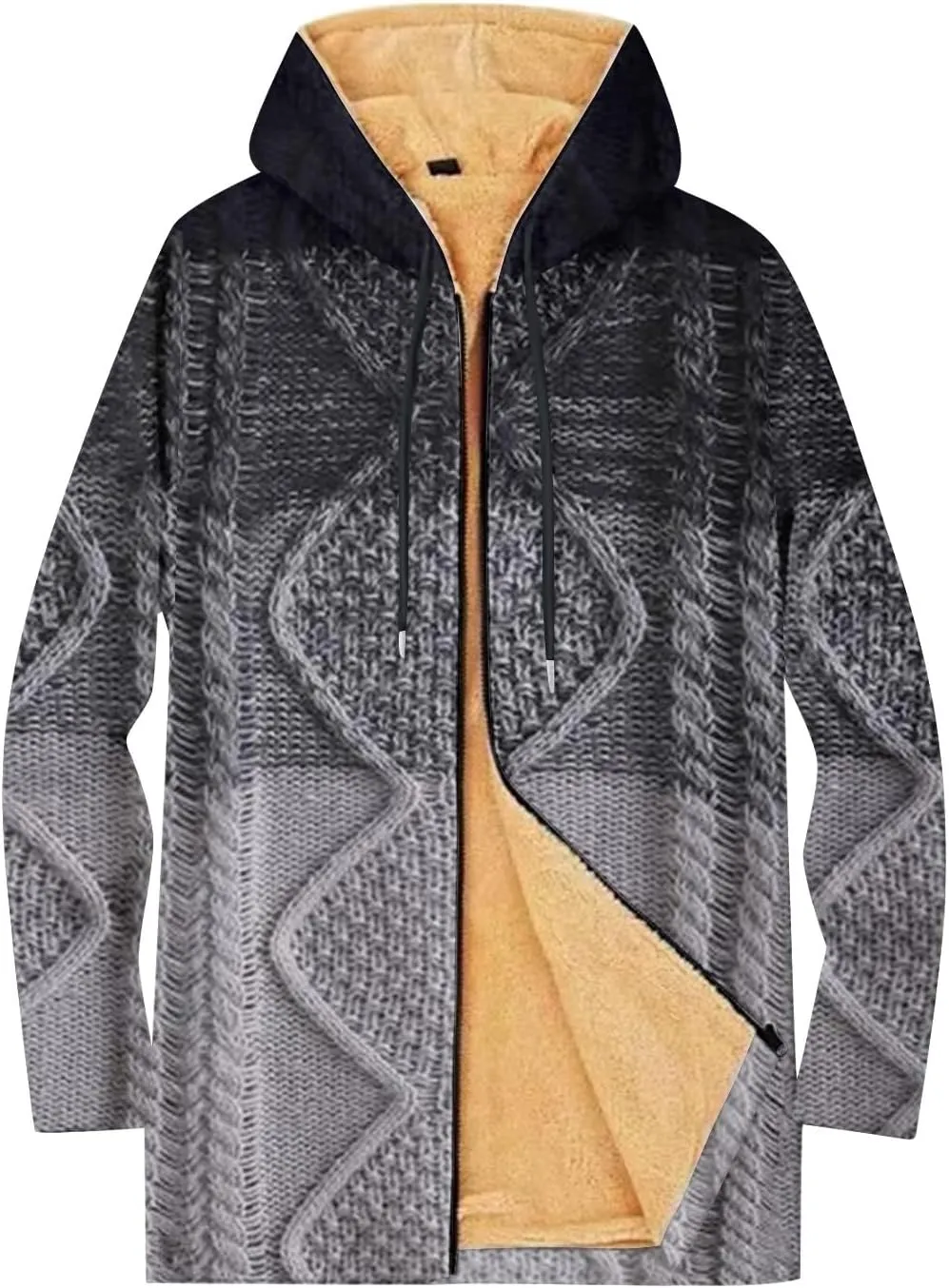 Mens Sherpa Hoodie Full-Zip Heavyweight Casual Hooded Warm Thick Thermal Hoodies