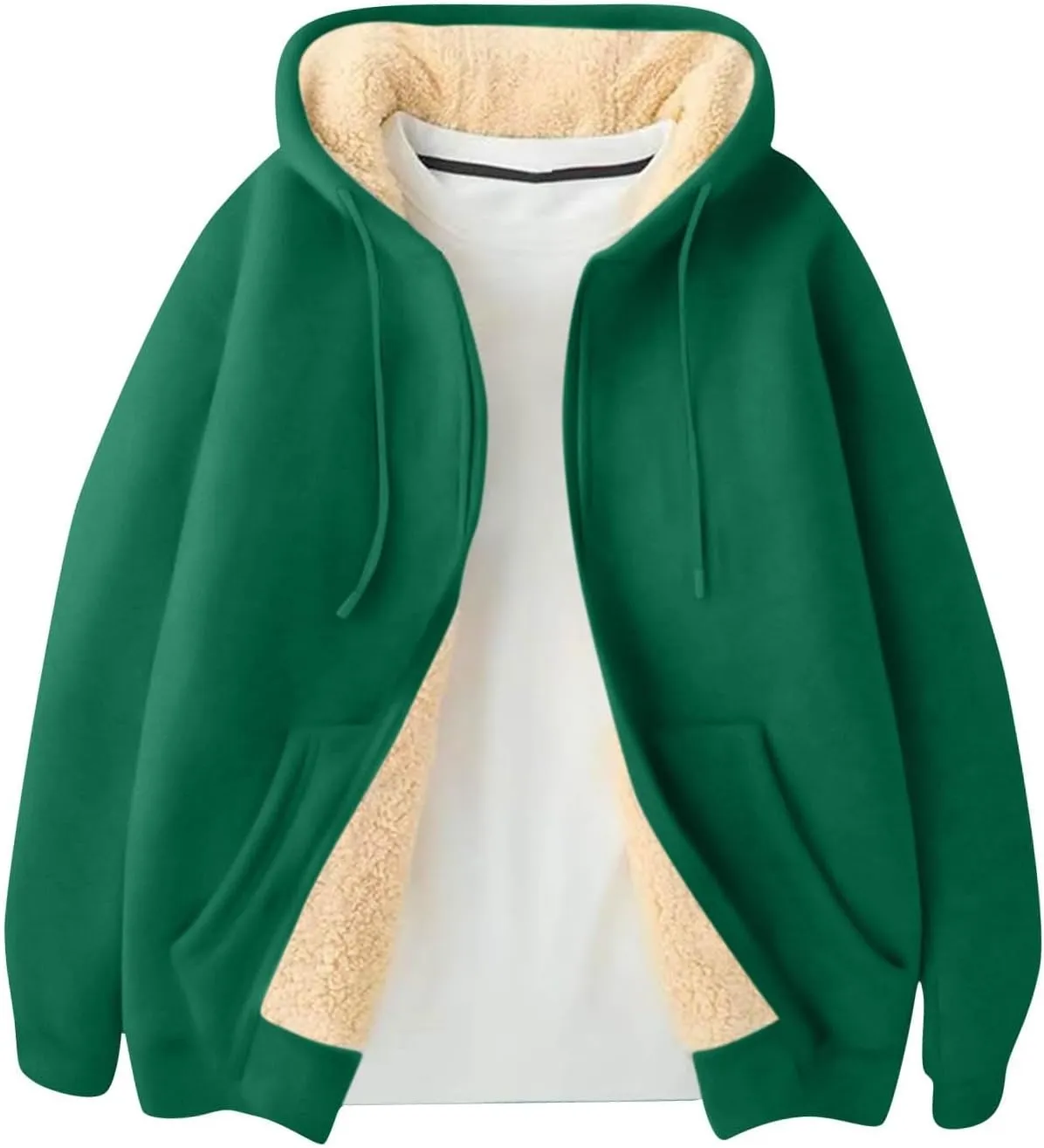 Mens Sherpa Hoodie Zip Up Thermal Thick Hoodies Winter Heavyweight Warm Hooded