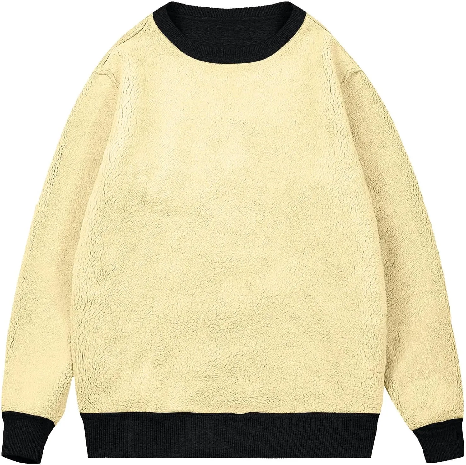 Mens Sherpa Lined Sweatshirt Basic Winter Fleece Warm Thick Pullover Top Casual Fashion Long Sleeve Crewneck Sweaters