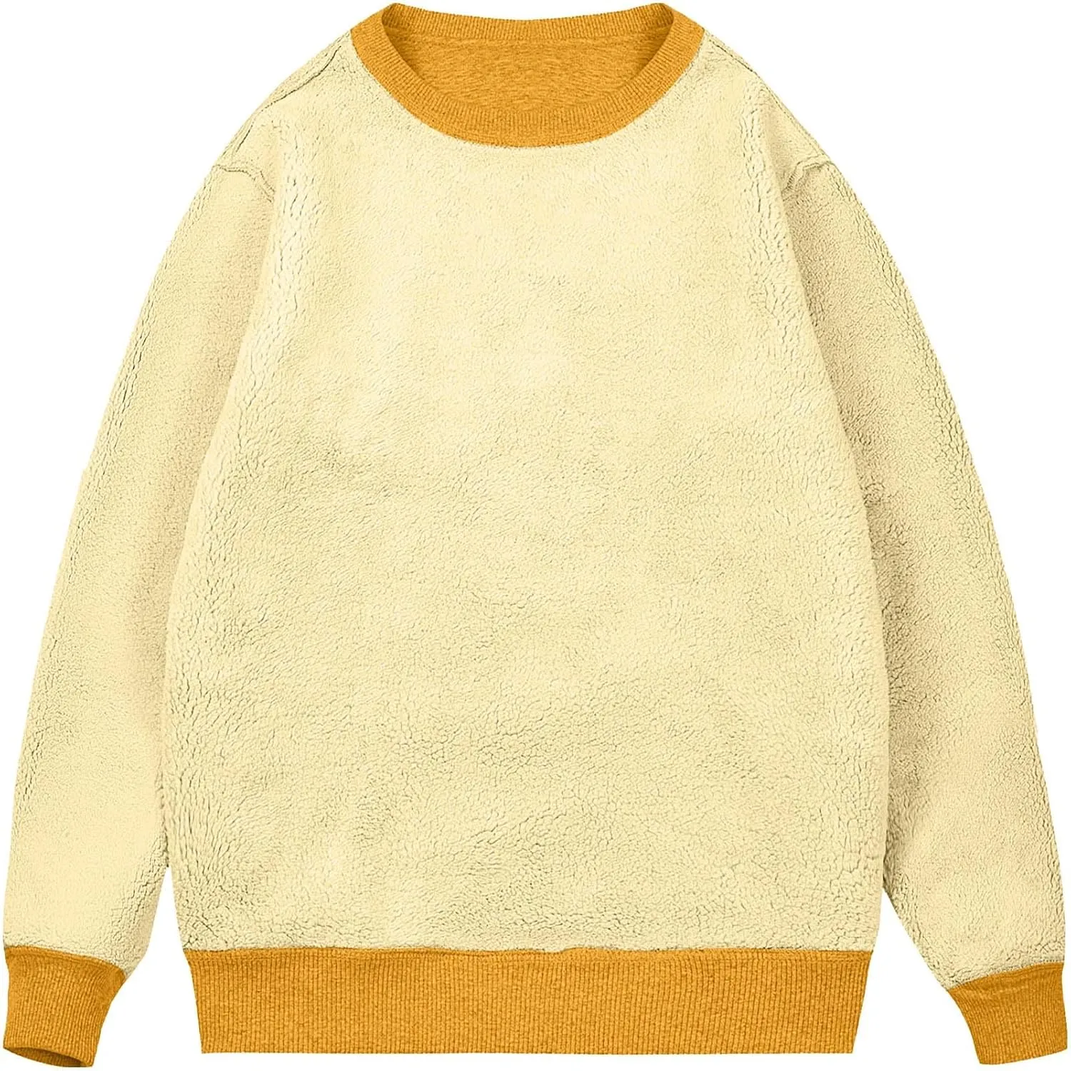 Mens Sherpa Lined Sweatshirt Basic Winter Fleece Warm Thick Pullover Top Casual Fashion Long Sleeve Crewneck Sweaters
