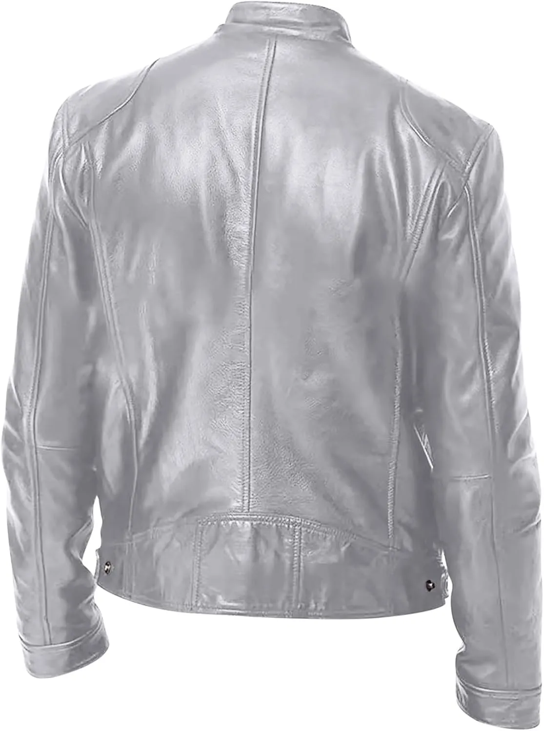 Mens Vintage Leather Casual Jackets Full Zipper Stand Collar Flight Faux Leather Coats Motorcycle Biker Outerwear