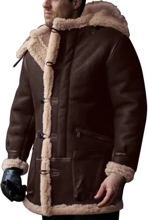 Men'S Winter Coats With Hood Fleece Button Down Coat Heated Thick Waterproof Casual Vintage Oversized Jacket