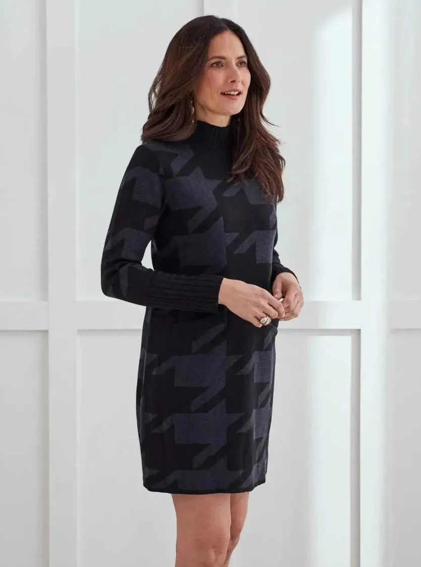 Mock Neck Sweater Dress [H Charcoal-7533O]