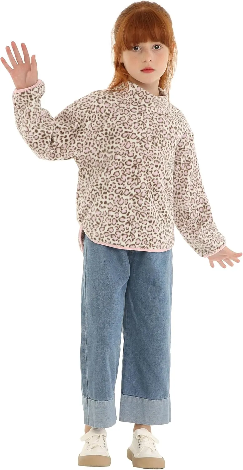 Mud Kingdom Little Boys Girls Polar Fleece Pullover Sweatshirts Lightweight Mock Neck Long Sleeve Warm Casual Winter