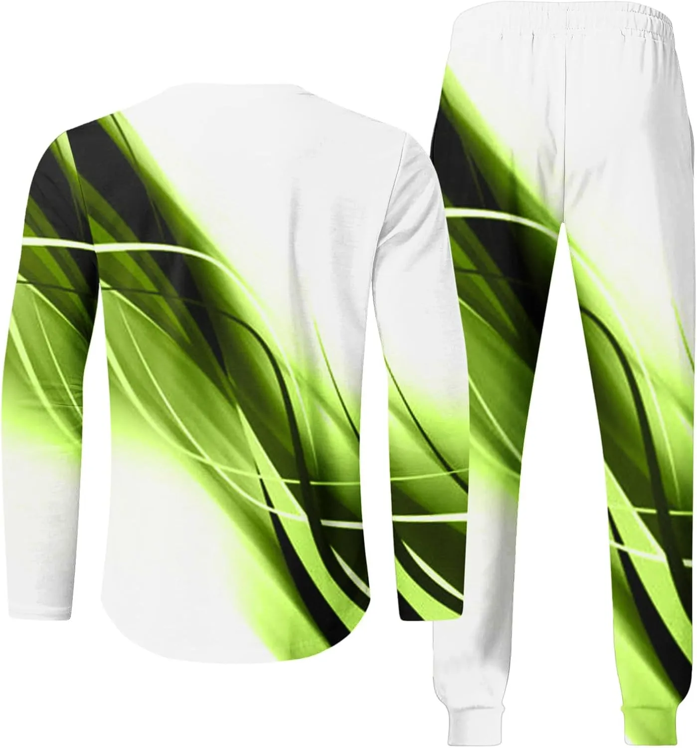 Muscularfit Men's Casual Active Tracksuits Sports Line Print Pullover Crewneck Sweatshirts Athletic Jogging 2 Piece Outfits