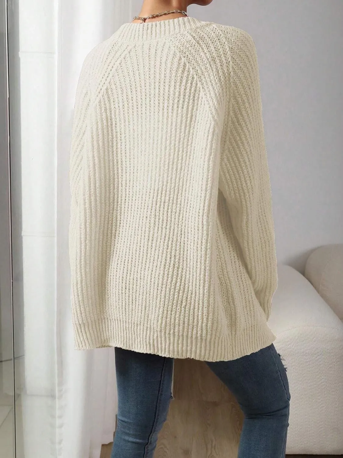 Narecte Womens Cardigan Sweaters Open Front Cardigan Ribbed Knit Women's Casual Long Sleeve Cardigan Fall Outwear