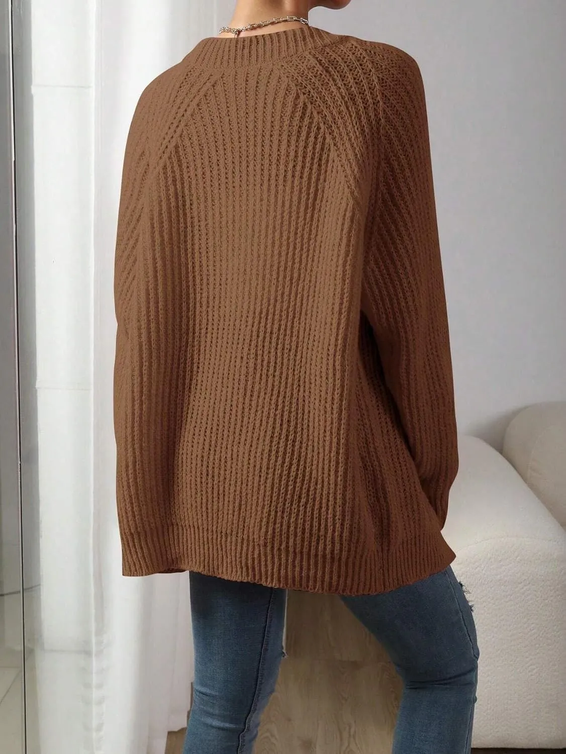 Narecte Womens Cardigan Sweaters Open Front Cardigan Ribbed Knit Women's Casual Long Sleeve Cardigan Fall Outwear
