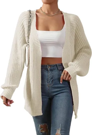 Narecte Womens Cardigan Sweaters Open Front Cardigan Ribbed Knit Women's Casual Long Sleeve Cardigan Fall Outwear