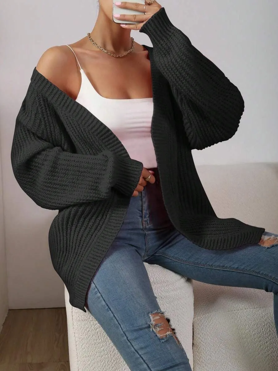 Narecte Womens Cardigan Sweaters Open Front Cardigan Ribbed Knit Women's Casual Long Sleeve Cardigan Fall Outwear