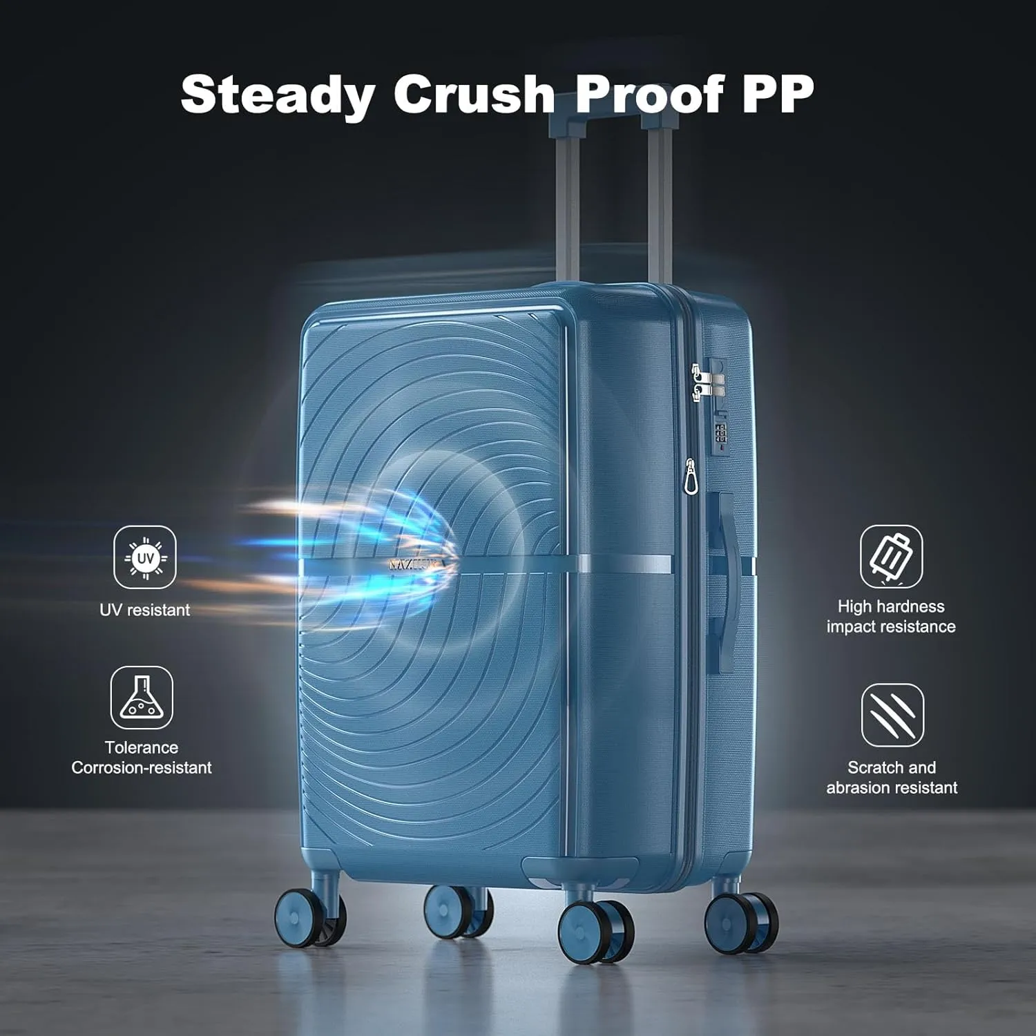 Nazhura Luggage Set, 3-Piece Hardside Suitcase Set, 20-inch, 24-inch, 28-inch Luggage, Carry on Luggage Set, Travel Luggage Set, Large Suitcase with Wheels