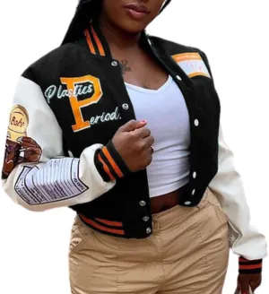 NIFTRIRY Varsity Jacket Women Patch Casual Jacket Cropped Jacket Leather Jacket Women Festival Outfits for Women
