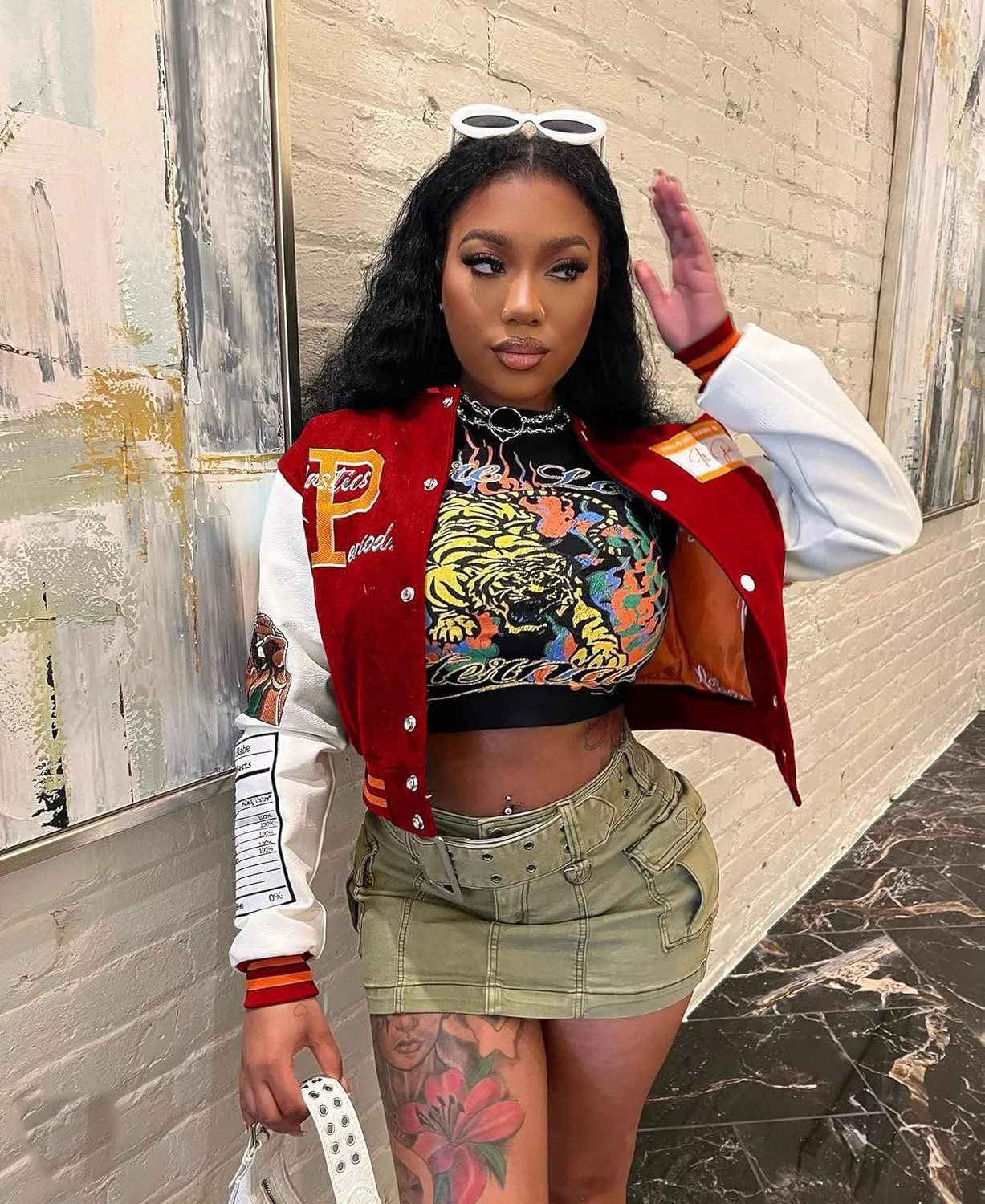NIFTRIRY Varsity Jacket Women Patch Casual Jacket Cropped Jacket Leather Jacket Women Festival Outfits for Women
