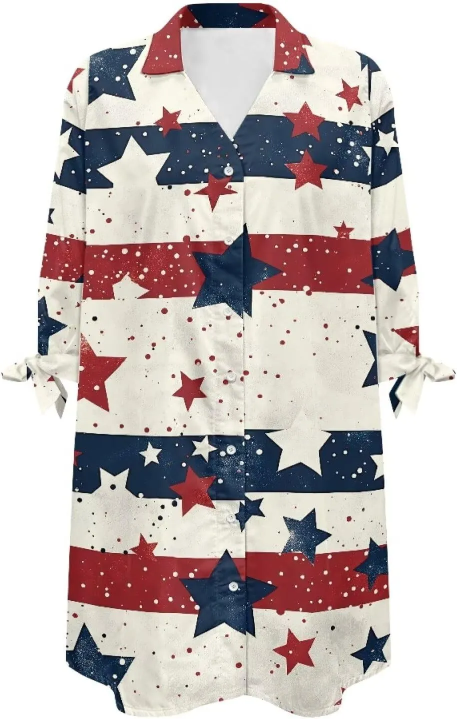 Oil Painting Printed Classic Hawaiian-Shirt Women's Casual Button Down 3/4 Sleeve Shirt Vacation Shirt