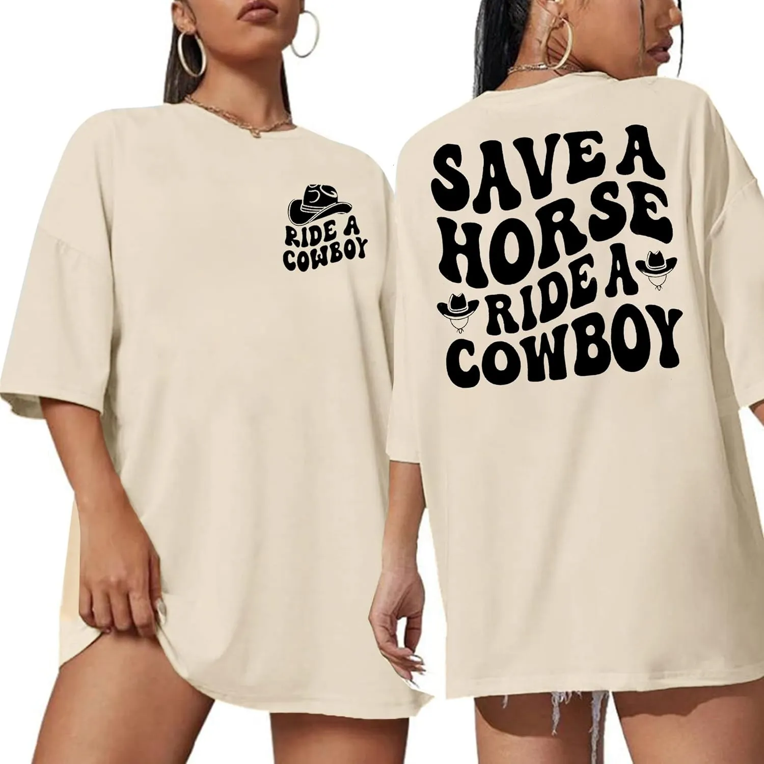 Oversized Country Music Shirt Women Western Cowboy T-Shirt Country Concert Shirt Vintage Cowgirl Rodeo Tee