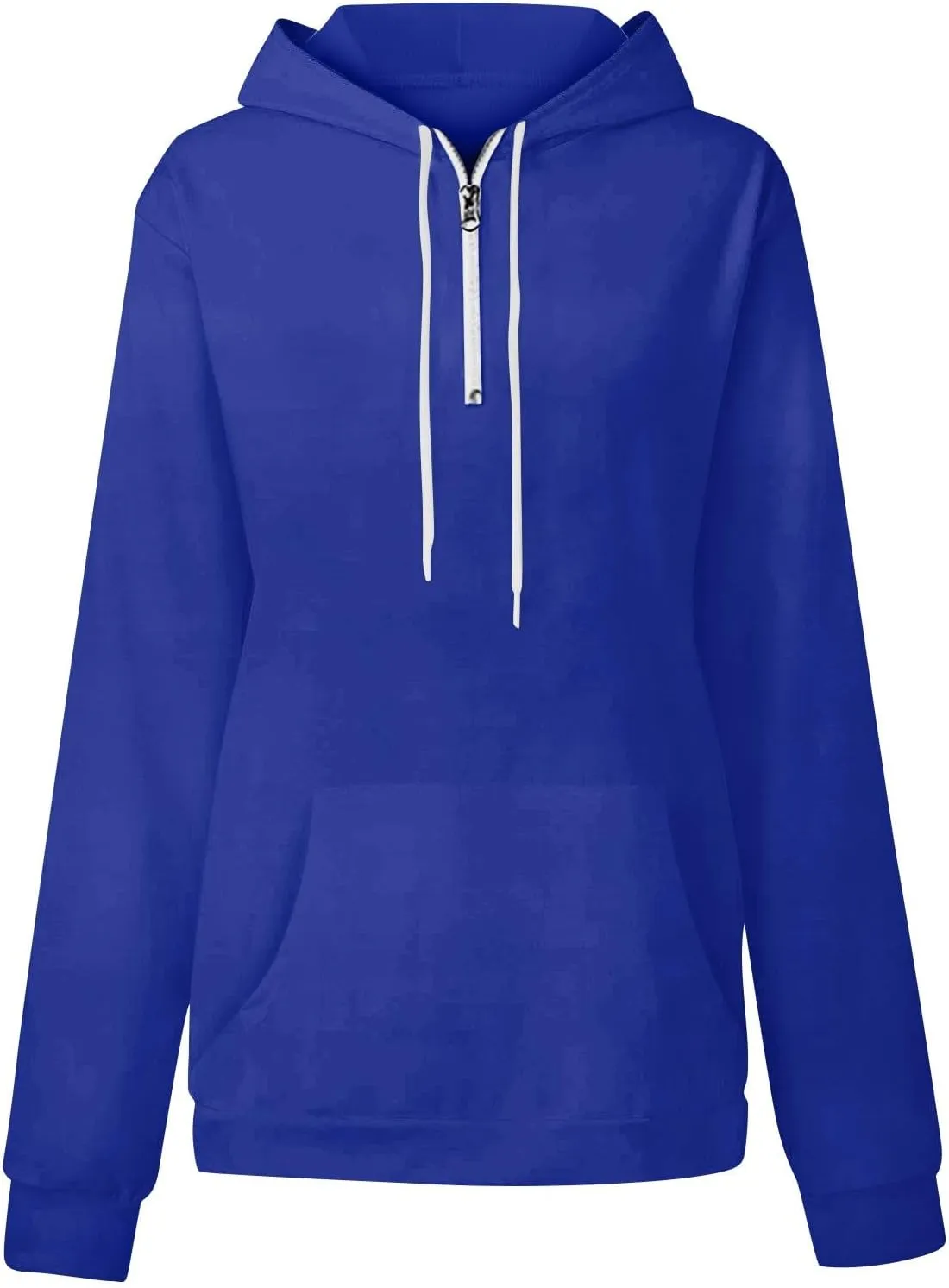 Oversized Zip Up Hoodie Women Fleece Quarter Zip Pullover Sweatshirts Casual Long Sleeve Top Fall Clothes w/Pockets