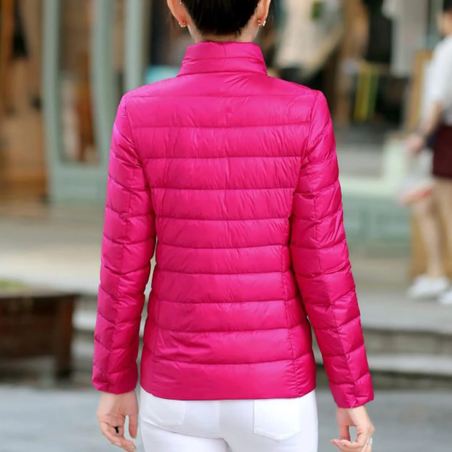 Packable Puffer Jacket Women Plus Size Winter Warm Jacket Padded Coats Lightweight Down Jacket Long Sleeve Outerwear