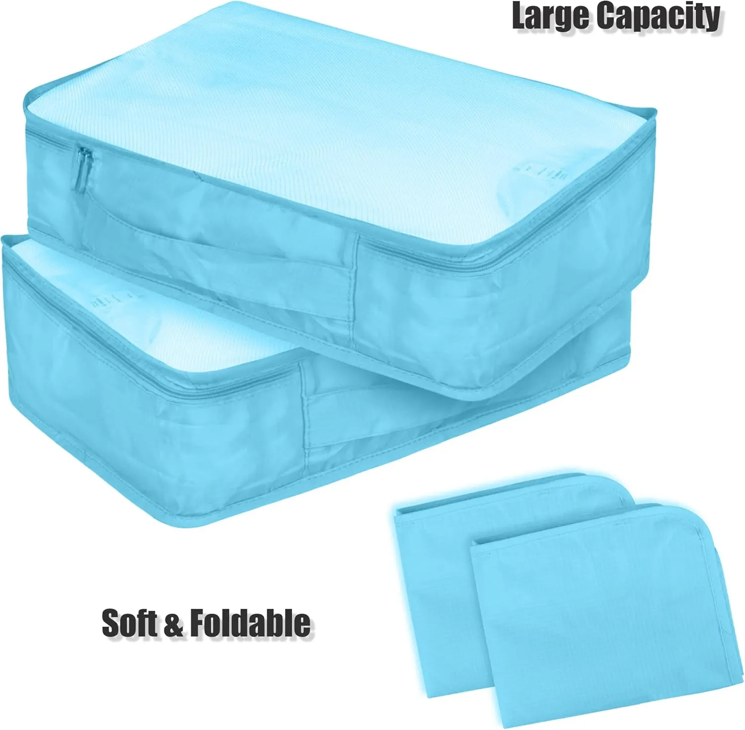 Packing Cubes Set, 2 Pcs Packing Organizers Set for Suitcases (Bright blue)