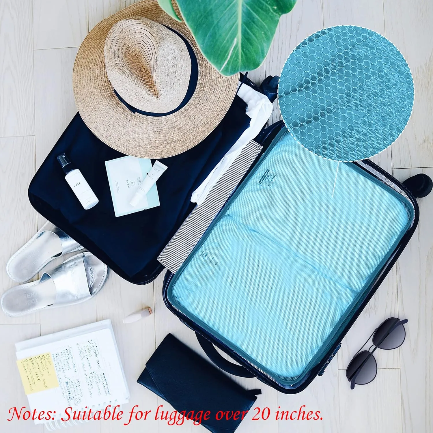 Packing Cubes Set, 2 Pcs Packing Organizers Set for Suitcases (Bright blue)