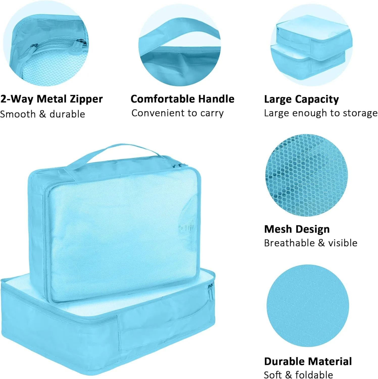Packing Cubes Set, 2 Pcs Packing Organizers Set for Suitcases (Bright blue)