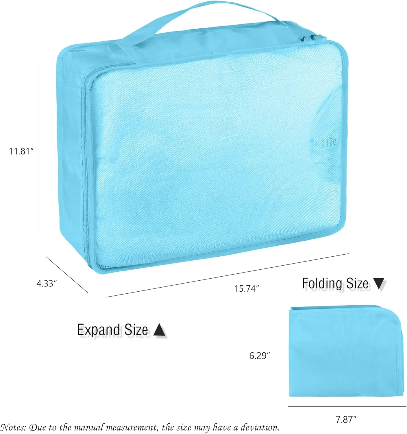 Packing Cubes Set, 2 Pcs Packing Organizers Set for Suitcases (Bright blue)