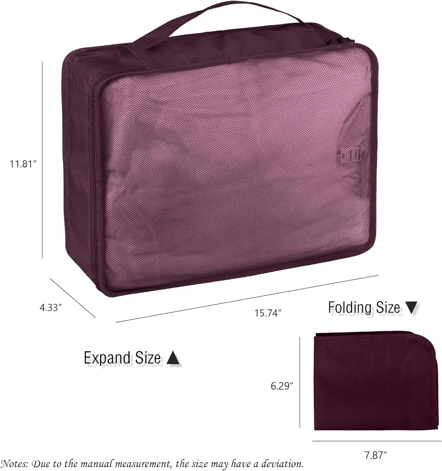Packing Cubes Set, 2 Pcs Packing Organizers Set for Suitcases (Burgundy)