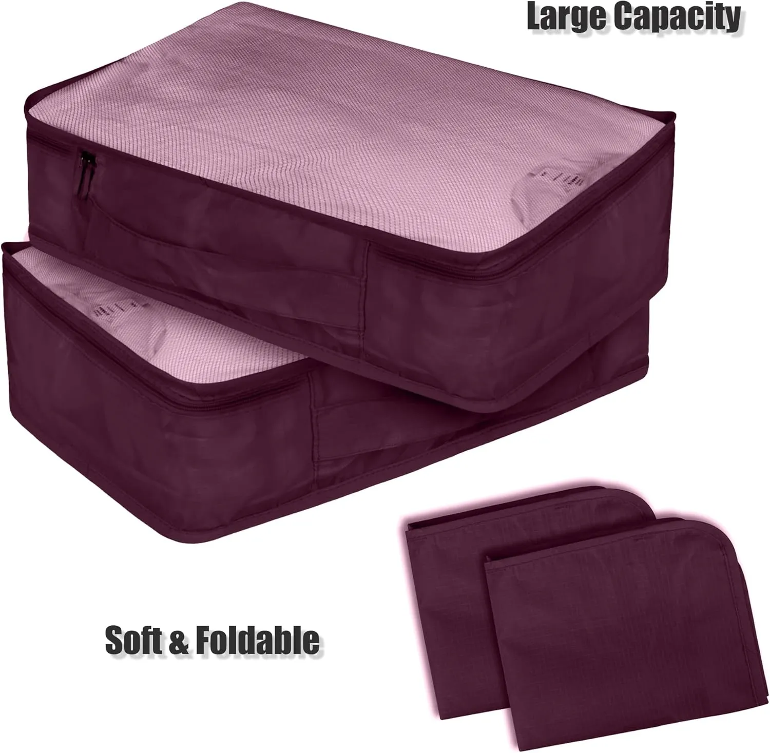 Packing Cubes Set, 2 Pcs Packing Organizers Set for Suitcases (Burgundy)