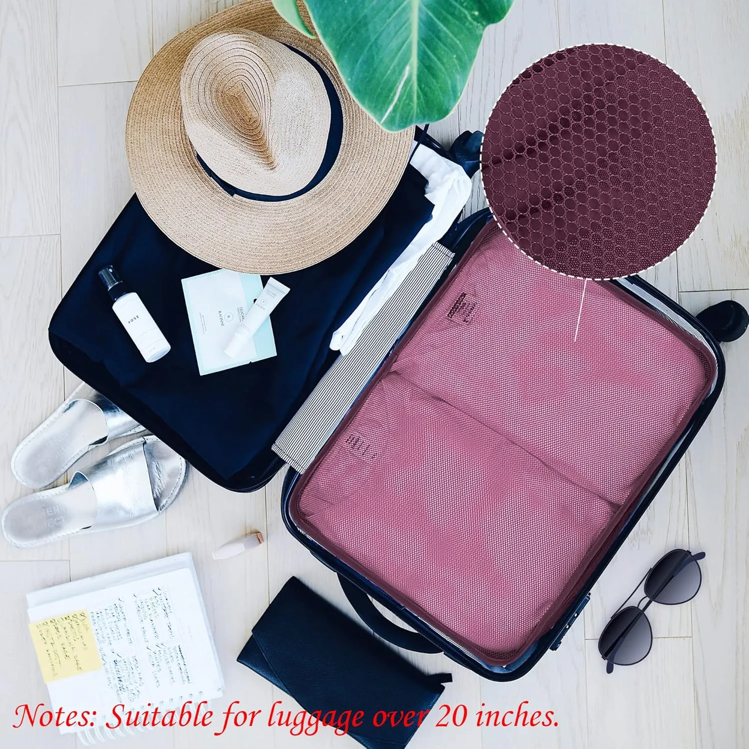 Packing Cubes Set, 2 Pcs Packing Organizers Set for Suitcases (Burgundy)