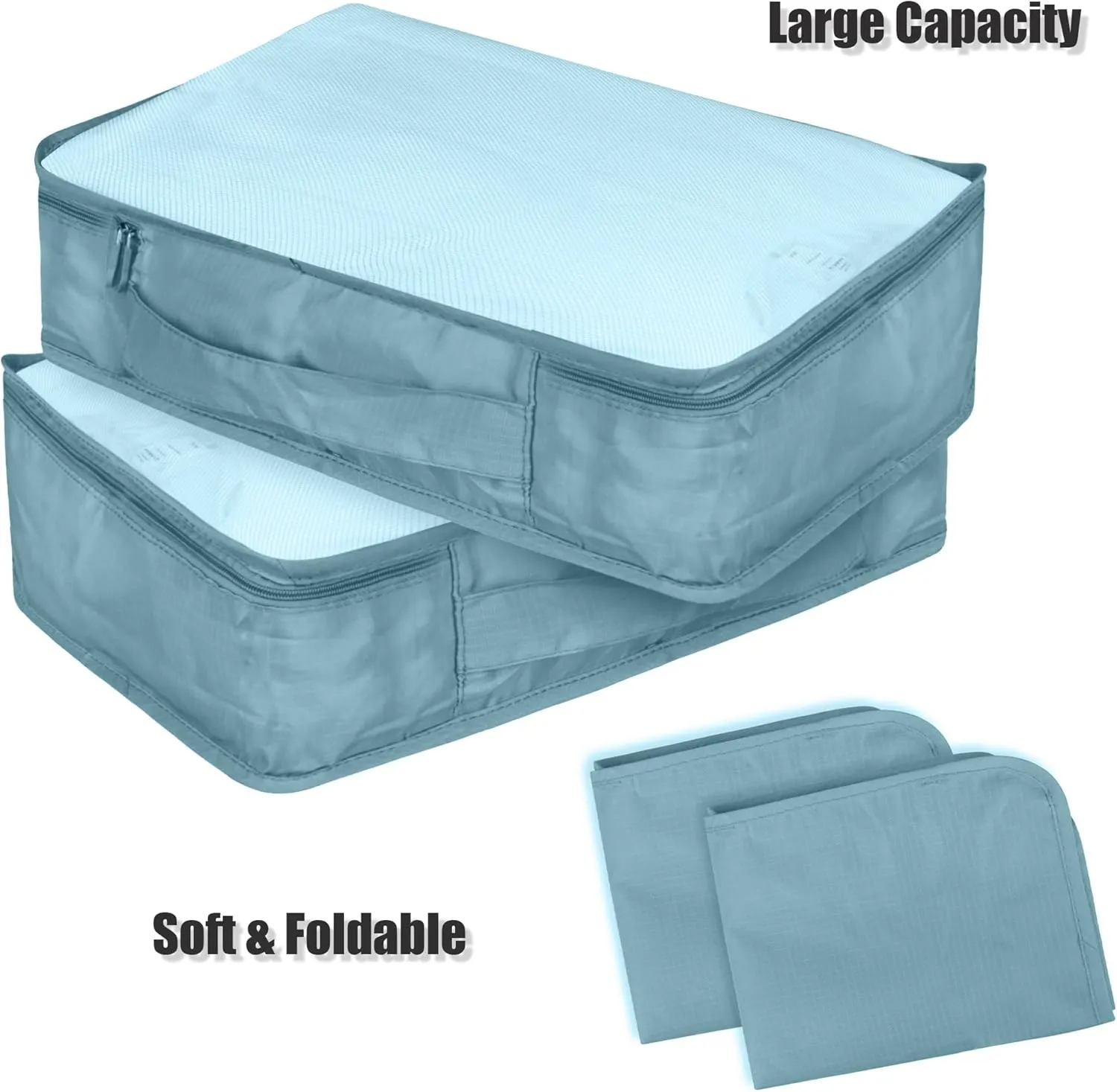 Packing Cubes Set, 2 Pcs Packing Organizers Set for Suitcases (Grey blue)