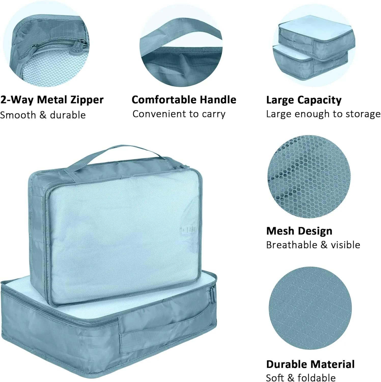Packing Cubes Set, 2 Pcs Packing Organizers Set for Suitcases (Grey blue)