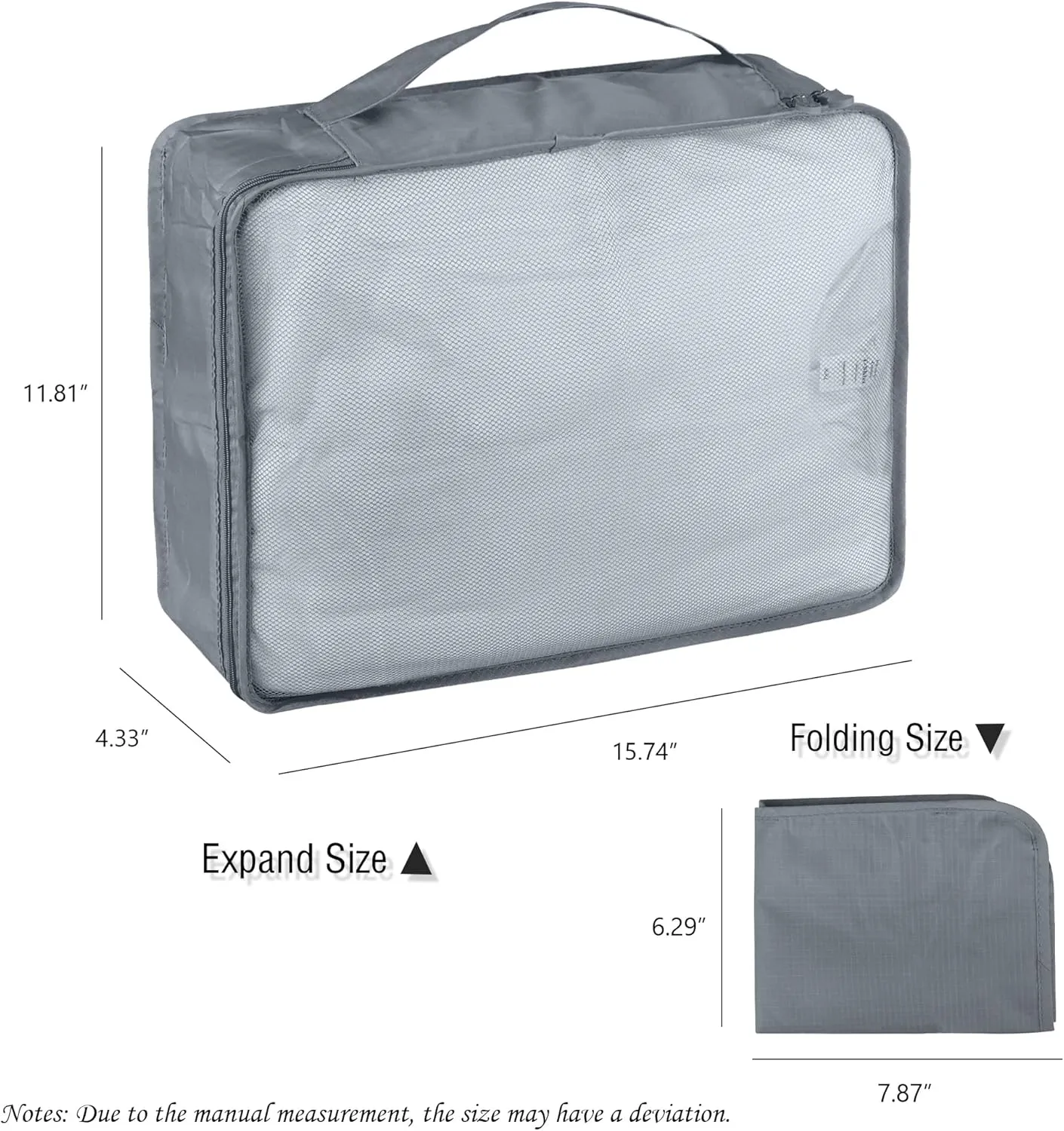 Packing Cubes Set, 2 Pcs Packing Organizers Set for Suitcases (Grey)
