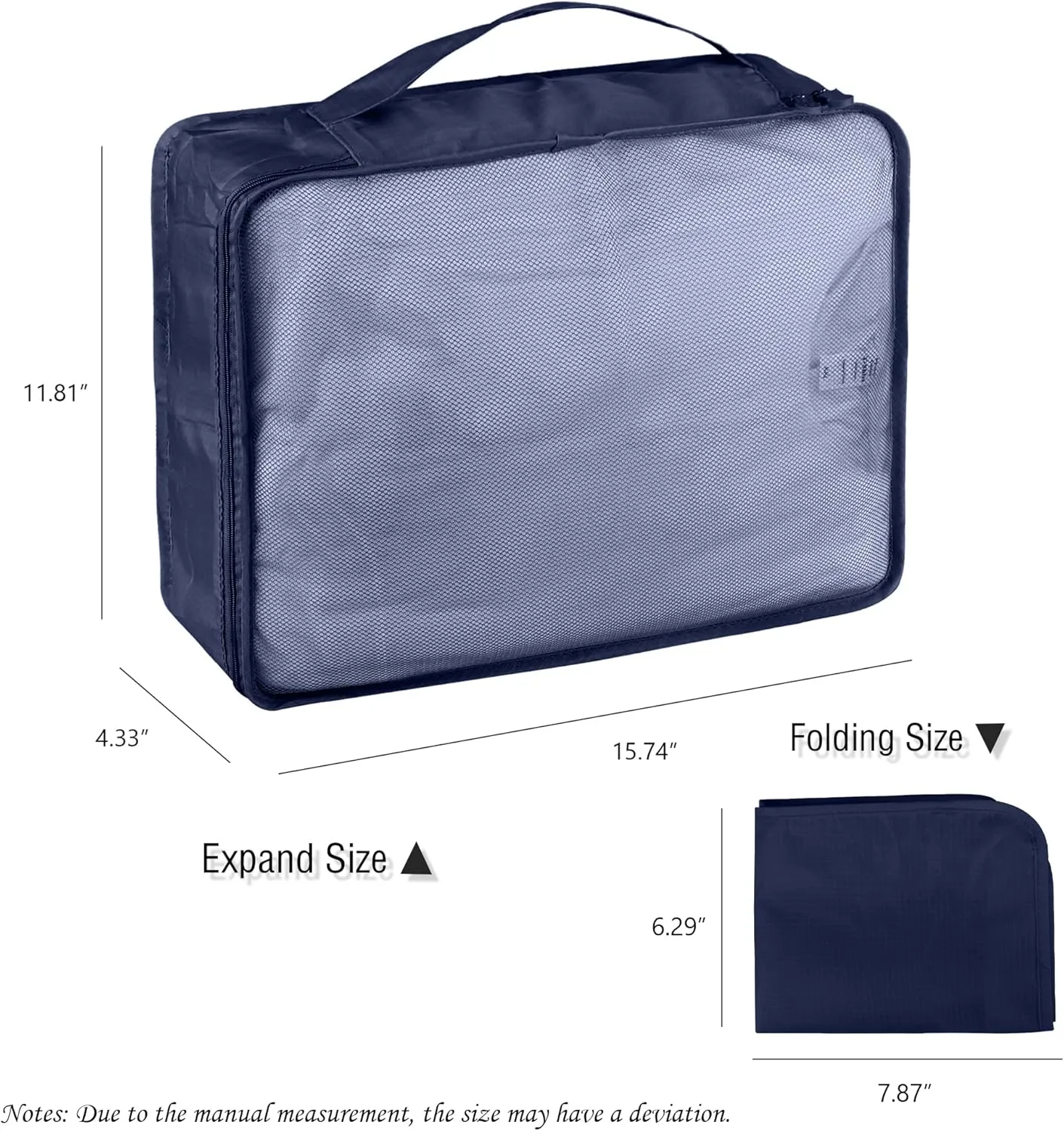 Packing Cubes Set, 2 Pcs Packing Organizers Set for Suitcases (Navy blue)