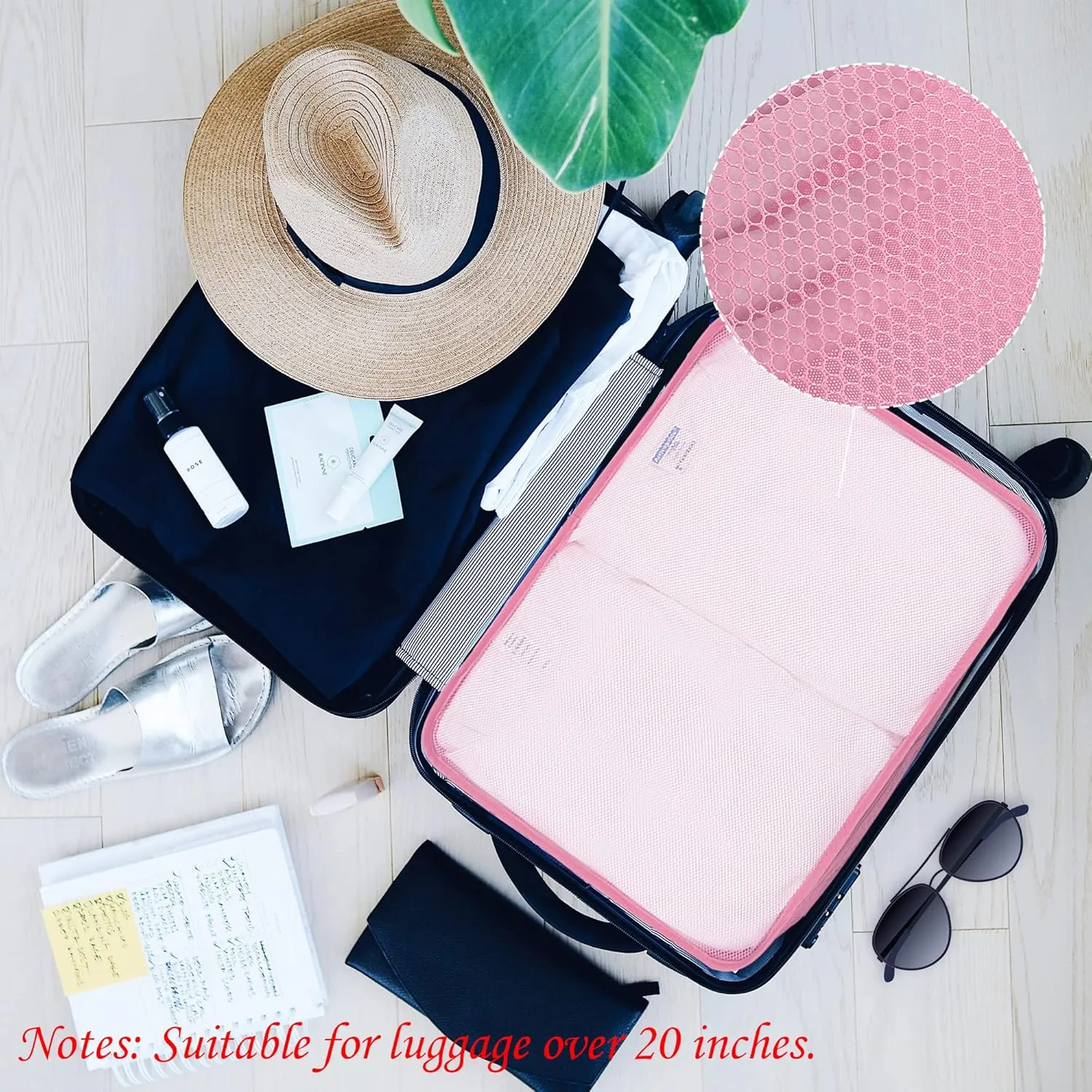 Packing Cubes Set, 2 Pcs Packing Organizers Set for Suitcases (Pink)