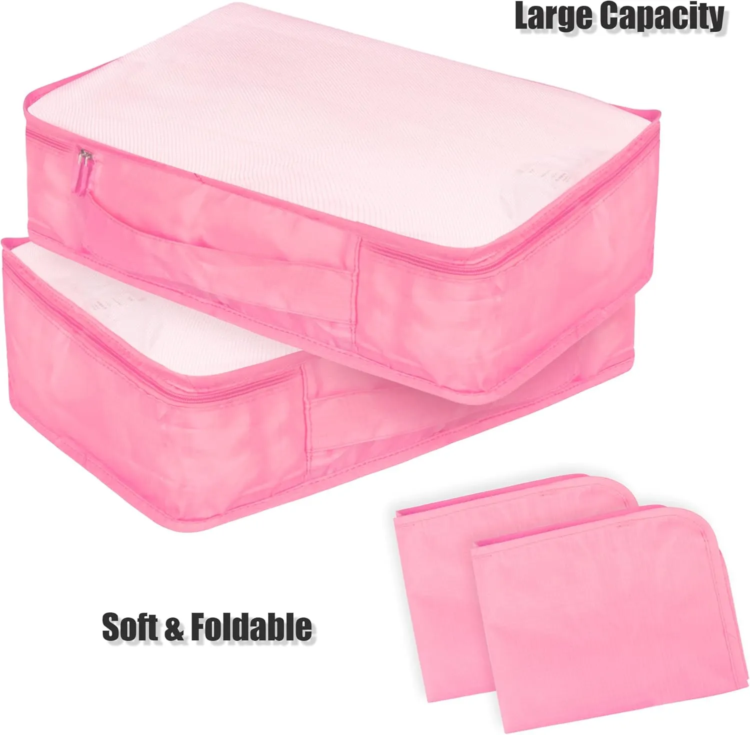 Packing Cubes Set, 2 Pcs Packing Organizers Set for Suitcases (Pink)