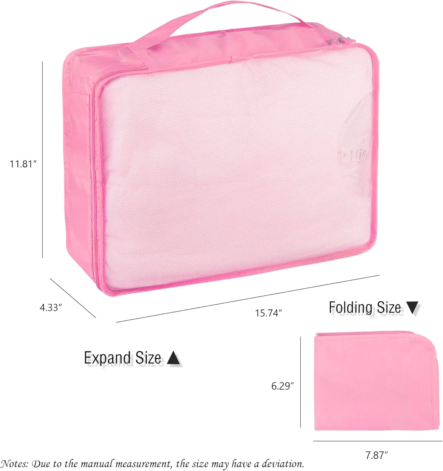 Packing Cubes Set, 2 Pcs Packing Organizers Set for Suitcases (Pink)